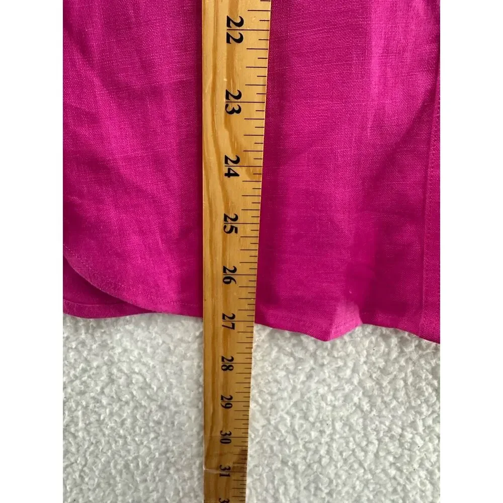Lauren Ralph Lauren Exclusive Linen Women's Top - Size S Fuchsia Pre-Owned - Picture 5 of 8